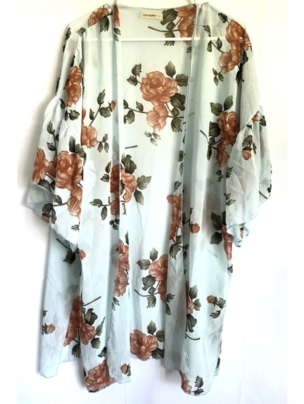 ANDTHEWHY Boho Floral Ocean Blue Kimono S